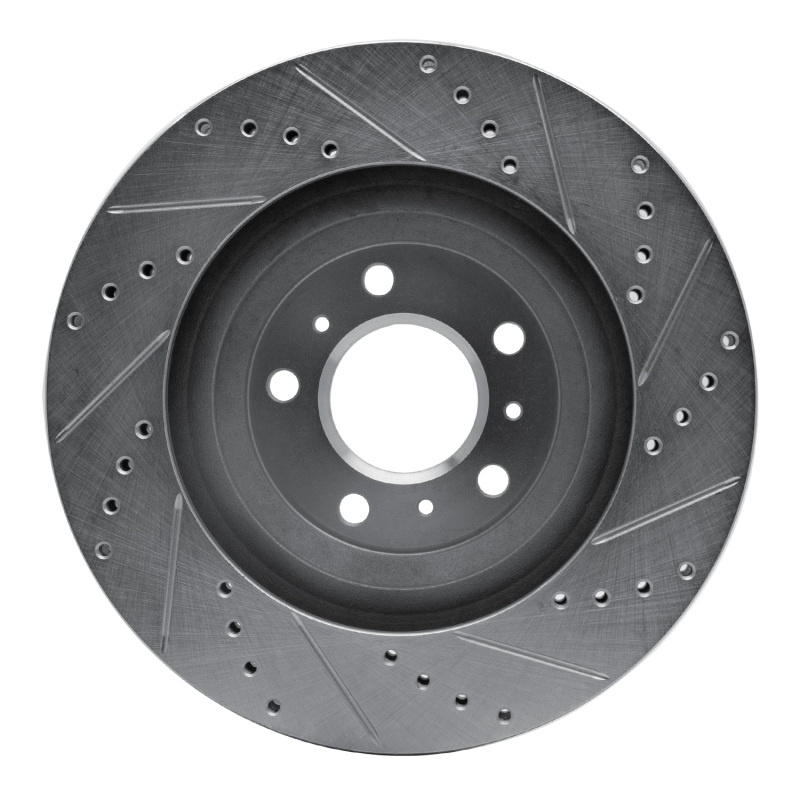 Buick Allure Brake Rotor (1) - Front Left - R1 Concepts - Drilled & Slotted - Silver - `06-`16